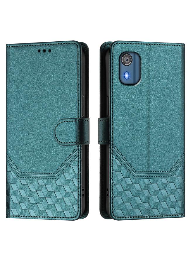 S-TOP Case For Nokia C02 Honeycomb Embossing RFID Leather Phone Case - Image 2