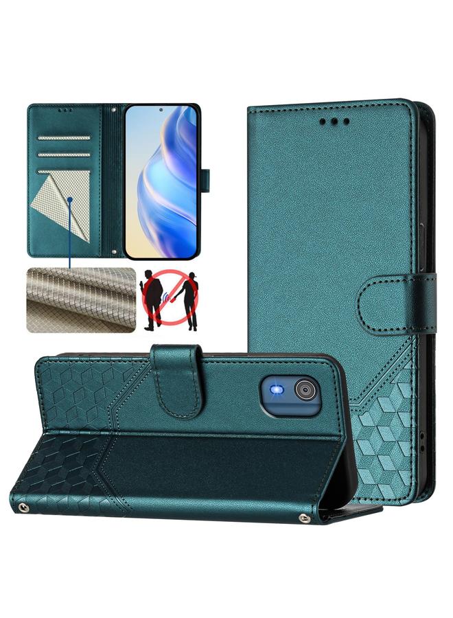 S-TOP Case For Nokia C02 Honeycomb Embossing RFID Leather Phone Case - Image 1