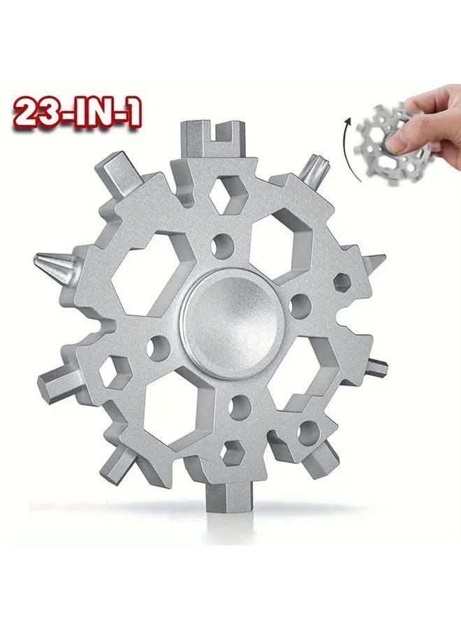 فضة 23 في 1 مفتاح براغي متعدد الاستخدامات على شكل ندفة ثلج هدية للرجال والأب - Image 2