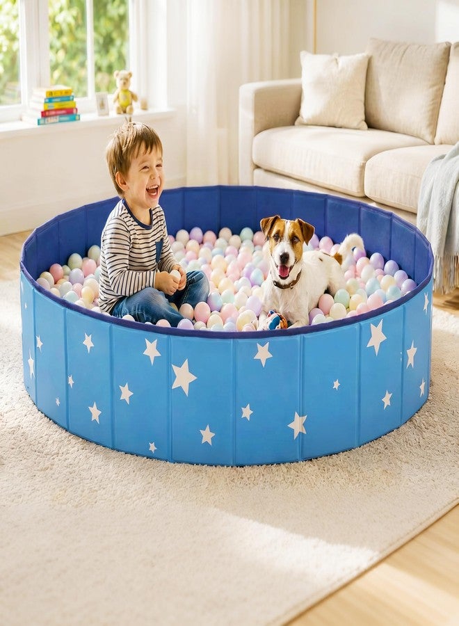 SCLWSS 47in Extra Large Dog Ball Pit – Foldable Pet Playpen Ball Pool for Large Dogs, Puppies and Cats, Indoor Outdoor Playpen (Balls Not Included) (Blue) - Image 1
