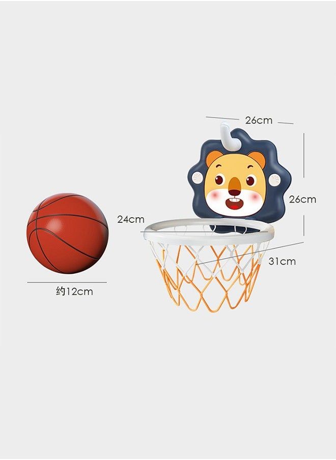 GROIC - Indoor Basketball Hoop Set for Kids,Cartoon Mini Basketball Hoop Gift,Kids Indoor Fitness Sports Toy Mini Inflated Basketball Hanging Hoops Game - Image 1