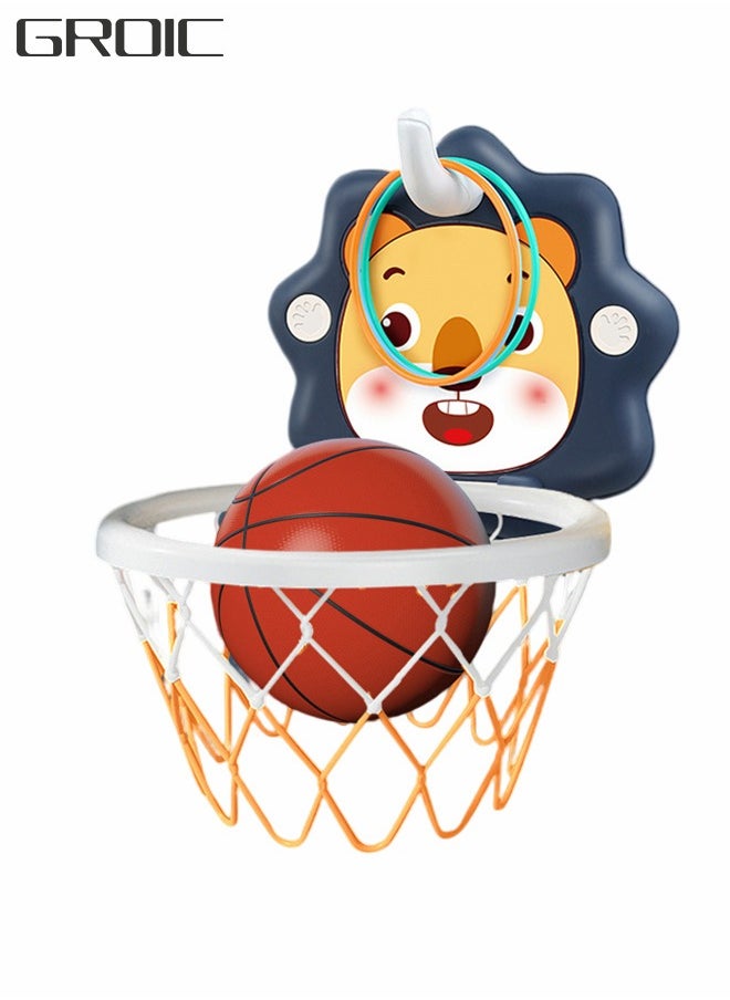 GROIC - Indoor Basketball Hoop Set for Kids,Cartoon Mini Basketball Hoop Gift,Kids Indoor Fitness Sports Toy Mini Inflated Basketball Hanging Hoops Game - Image 1