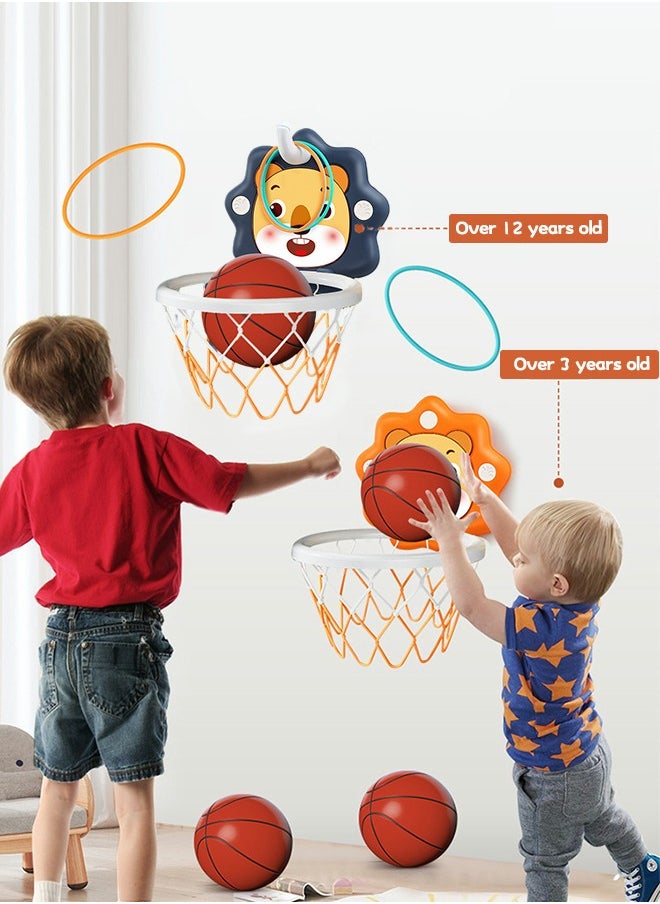 GROIC - Indoor Basketball Hoop Set for Kids,Cartoon Mini Basketball Hoop Gift,Kids Indoor Fitness Sports Toy Mini Inflated Basketball Hanging Hoops Game - Image 1