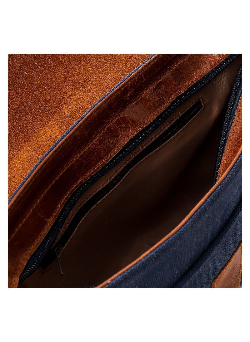 M&O - M&O two-tone rectangular crossbody bag for men - navy and brown - Image 1