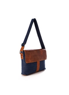 M&O two-tone rectangular crossbody bag for men - navy and brown