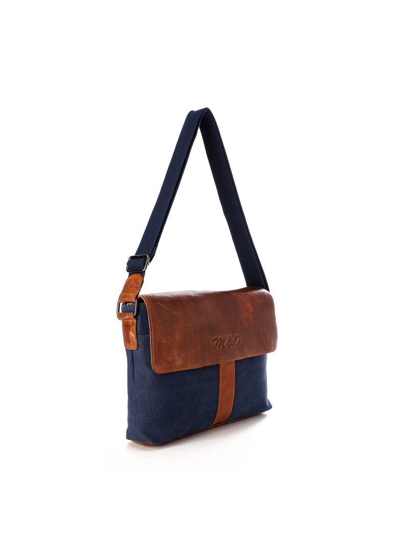 M&O - M&O two-tone rectangular crossbody bag for men - navy and brown - Image 1