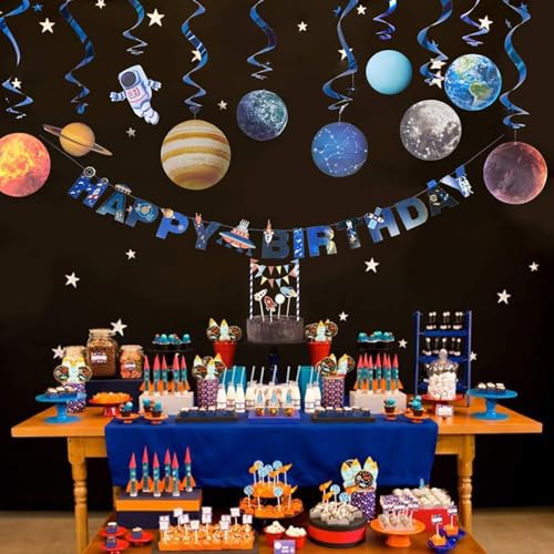Easy Joy Solar System Hanging Swirl 12 Pieces Decorations Outer Space Party Planets Supplies Space Decorations Party Galaxy Room Decor - Image 5