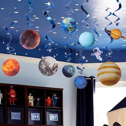 Easy Joy Solar System Hanging Swirl 12 Pieces Decorations Outer Space Party Planets Supplies Space Decorations Party Galaxy Room Decor - Image 1