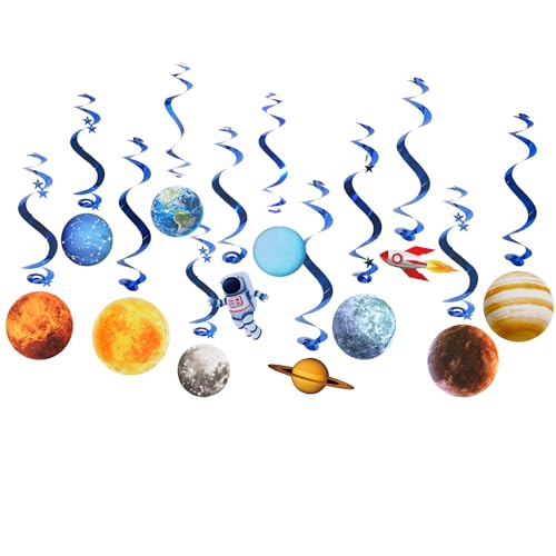 Easy Joy Solar System Hanging Swirl 12 Pieces Decorations Outer Space Party Planets Supplies Space Decorations Party Galaxy Room Decor - Image 2
