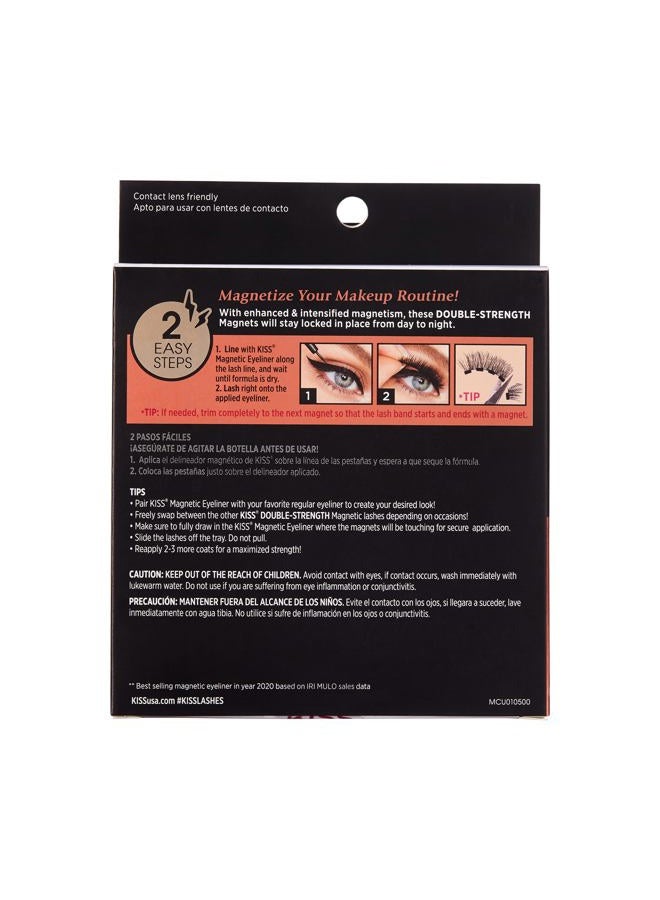 KISS رموش صناعية مغناطيسية، 3 أزواج مع 5 مغناطيسات مزدوجة القوة، مقاومة للرياح، مختبرة من قبل أطباء الجلد، تدوم حتى 16 ساعة، قابلة لإعادة الاستخدام حتى 15 مرة في 3 أنماط، سوداء، 3 قطع - Image 2