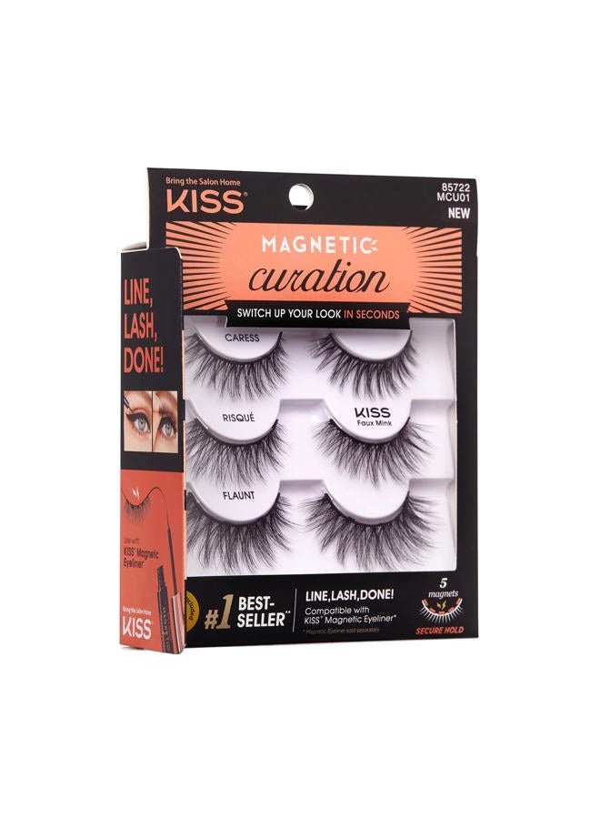 KISS رموش صناعية مغناطيسية، 3 أزواج مع 5 مغناطيسات مزدوجة القوة، مقاومة للرياح، مختبرة من قبل أطباء الجلد، تدوم حتى 16 ساعة، قابلة لإعادة الاستخدام حتى 15 مرة في 3 أنماط، سوداء، 3 قطع - Image 4