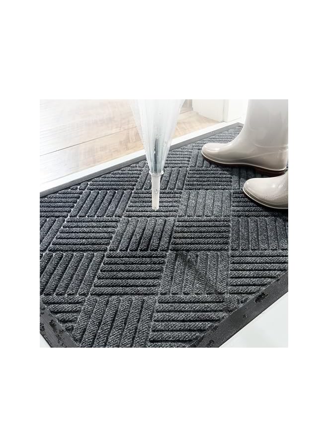 The Bros Door Mat Outdoor, Welcome Mats Outside, Front Door Mats, Doormat Indoor Entrance, Outdoor Mat, Anti-Slip Rubber Door Mats, Washable Entryway Mat, 45x75cm (Grey Ripple) - Image 2