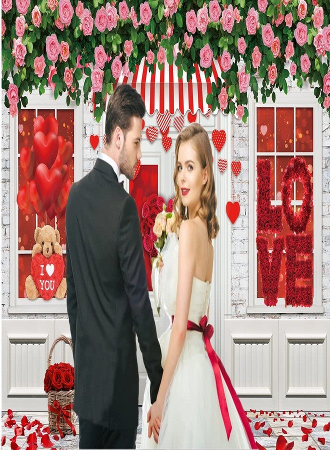 CHAIYA 7X5ft Mother's Day Photography Backdrop Mother's Day Store Flower Love Heart Background Wedding Bridal Shower Party Decor Banner Valentine's Day Party Decoration - Image 3