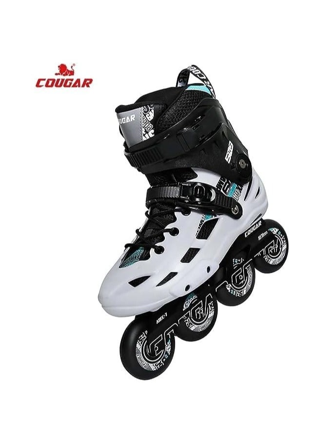 Cougar COUGAR Roller Skate Shoe Model 509 For Adult Adjustable Roller Skates with 4 Illuminating Pu Wheels, Outdoors and Indoors Roller Blades for Boys Girls Beginners Color : White Size : 40  - Image 3