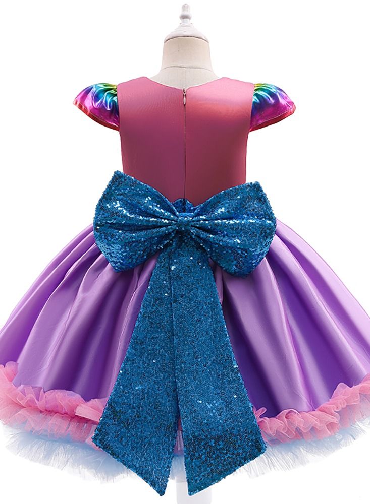 Loquat Summer sequins Rainbow stars bow mesh Princess dress  - Image 2
