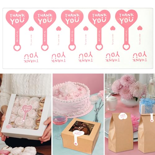 Beyonday 300pcs Handmade Lollipop Baking Stickers for Cake Box/Tin/Jar/Coffee Cup/Bottle, Long Label Heart Sealing Bakery Stickers for Gift Wrapping Self-Adhesive Tamper Evident Seal Labels, 3.8x6.8cm - Image 4