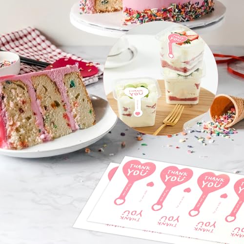 Beyonday 300pcs Handmade Lollipop Baking Stickers for Cake Box/Tin/Jar/Coffee Cup/Bottle, Long Label Heart Sealing Bakery Stickers for Gift Wrapping Self-Adhesive Tamper Evident Seal Labels, 3.8x6.8cm - Image 3