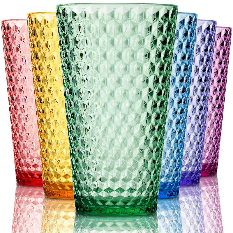 Bravario Laguna Plastic Drinking Glasses, Premium Quality Durable BPA-Free Water Tumblers, Dishwasher-Safe, Stackable Cups in Assorted Colors, 18 oz Set of 6 - Image 1