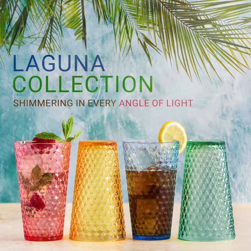 Bravario Laguna Plastic Drinking Glasses, Premium Quality Durable BPA-Free Water Tumblers, Dishwasher-Safe, Stackable Cups in Assorted Colors, 18 oz Set of 6 - Image 2