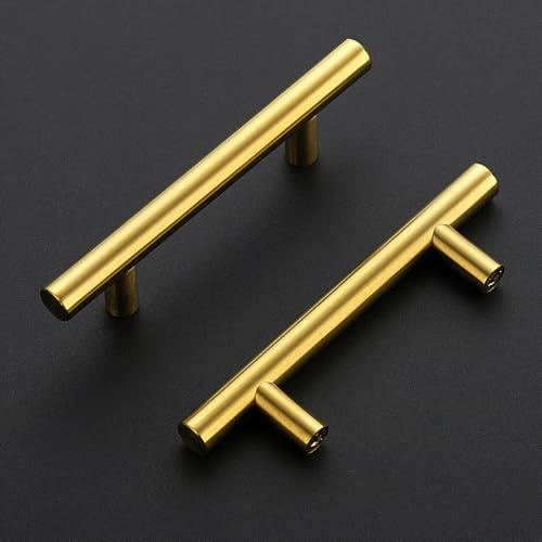 JOY DECOR 45 Pack 5 Inch Cabinet Pulls Kitchen Cabinet Handles with 3 Inch Hole Center Brushed Brass Cabinet Hardware Stainless Steel Kitchen Drawer Pulls for Cabinets Cupboard 76mm Hole Centers - Image 3
