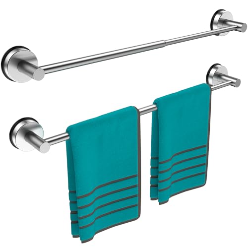 BKV Towel Bar for Bathroom Wall,Adjustable 12~21 Inch Towel Racks for Bathroom Wall Mounted, Towel Holder for Glass Shower Door,Apparment Essentials,Home Decor-Silver(2pcs) - Image 1