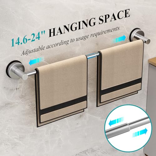 BKV Towel Bar for Bathroom Wall,Adjustable 12~21 Inch Towel Racks for Bathroom Wall Mounted, Towel Holder for Glass Shower Door,Apparment Essentials,Home Decor-Silver(2pcs) - Image 5