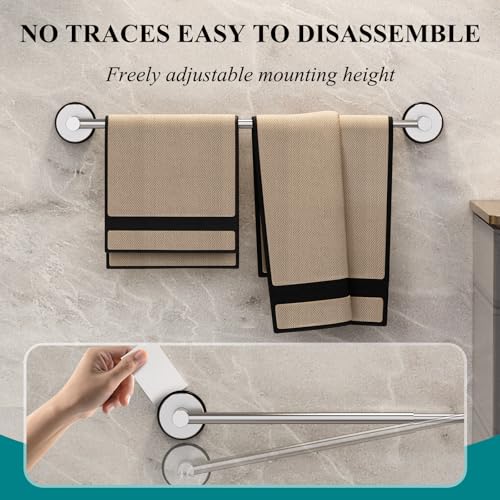 BKV Towel Bar for Bathroom Wall,Adjustable 12~21 Inch Towel Racks for Bathroom Wall Mounted, Towel Holder for Glass Shower Door,Apparment Essentials,Home Decor-Silver(2pcs) - Image 4