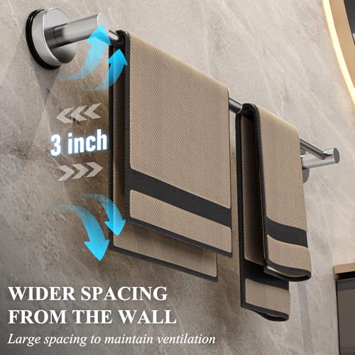 BKV Towel Bar for Bathroom Wall,Adjustable 12~21 Inch Towel Racks for Bathroom Wall Mounted, Towel Holder for Glass Shower Door,Apparment Essentials,Home Decor-Silver(2pcs) - Image 3