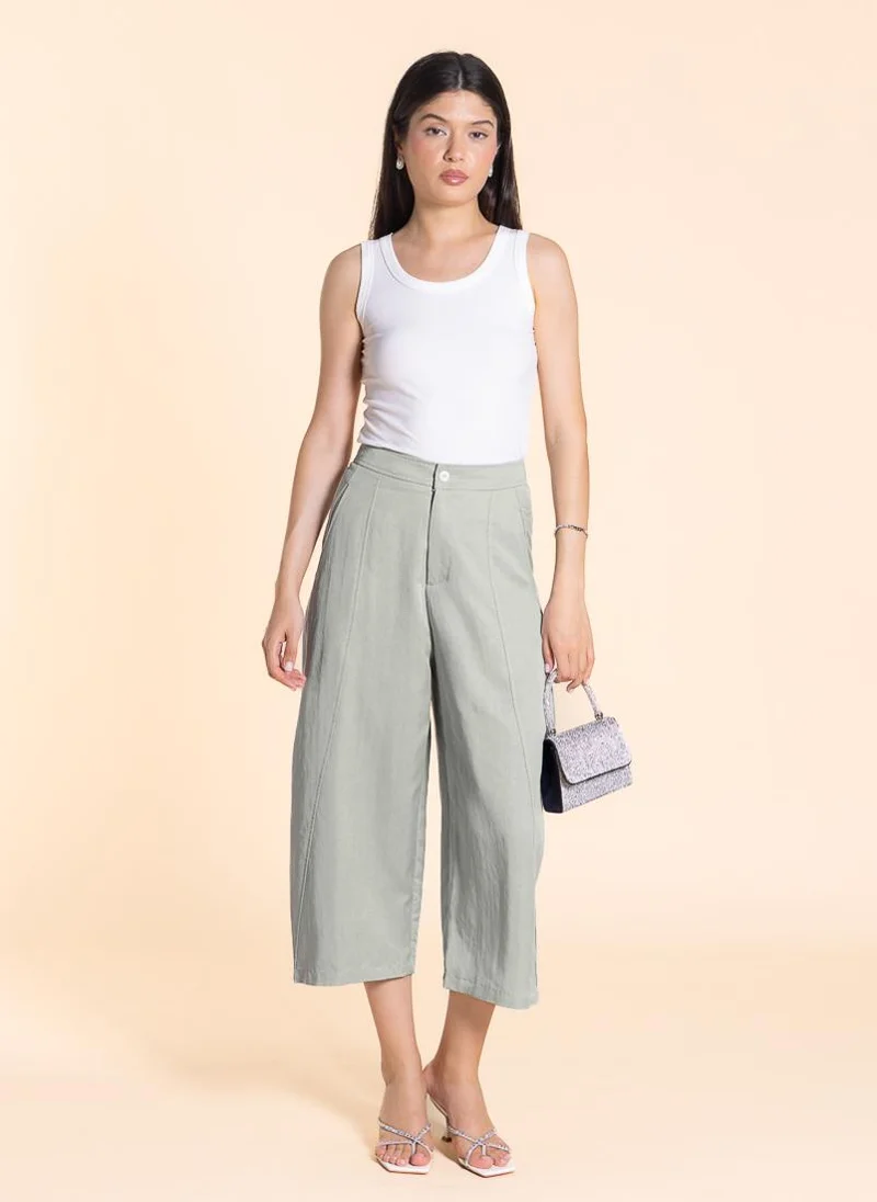 SHAPES CURVED LINEN BLEND TROUSERS