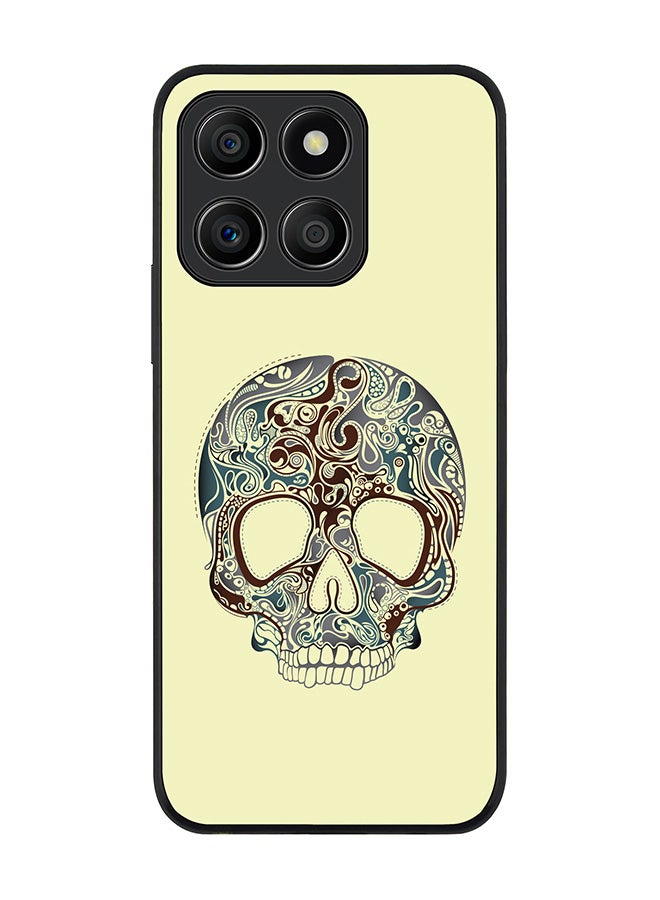 Stylizedd Rugged Black Edge case for Honor X6a, Slim fit Soft Case Flexible Rubber Edges Anti Drop TPU Gel Thin Cover - Skully Tattoo - Image 1
