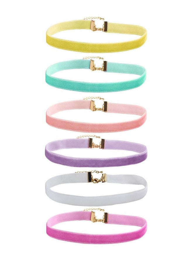 MILAKOO 6 Pcs Candy Color Velvet Choker Necklace Set for Women Gothic Lace Chokers - Image 1