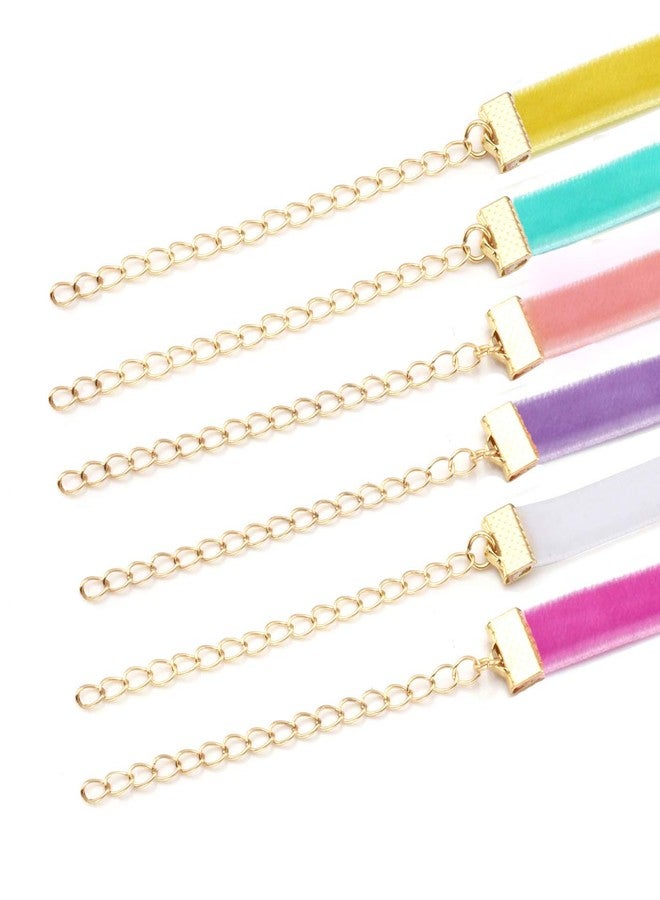 MILAKOO 6 Pcs Candy Color Velvet Choker Necklace Set for Women Gothic Lace Chokers - Image 3