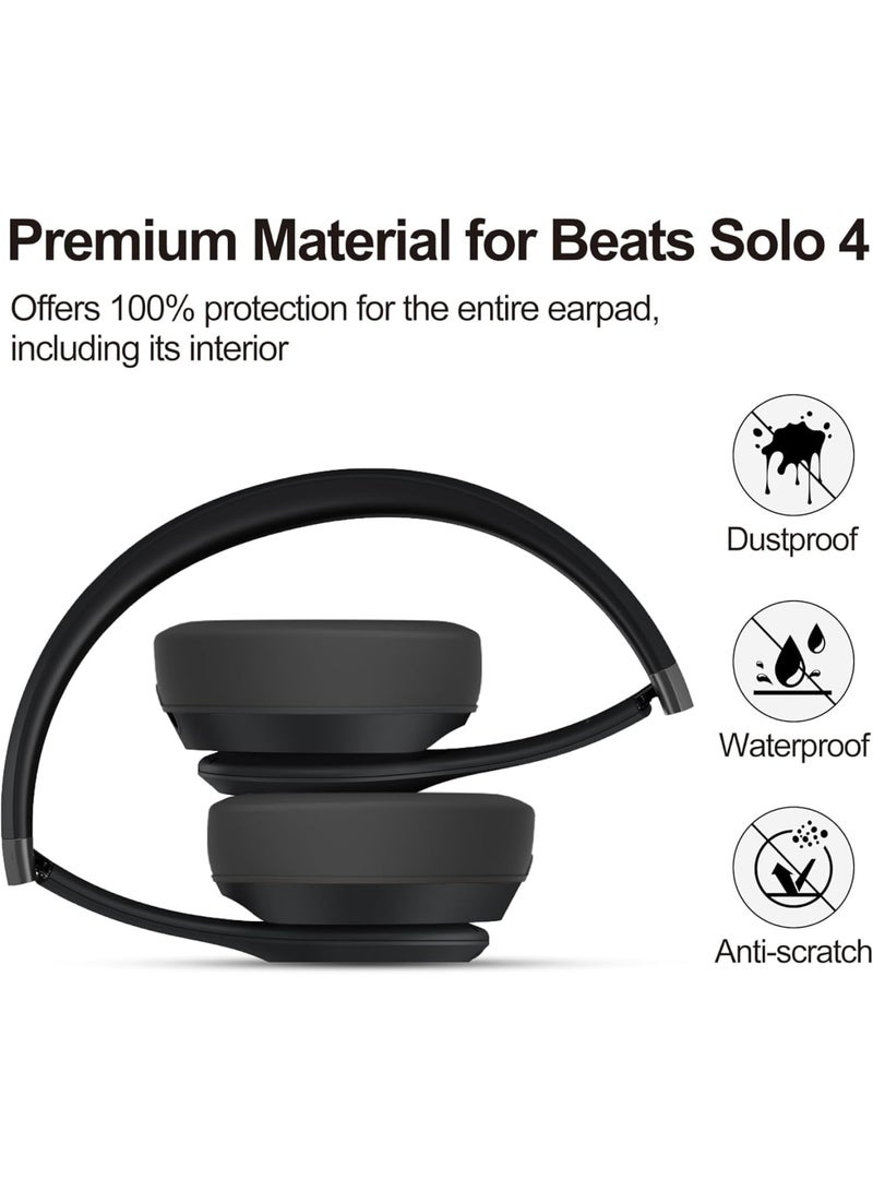 سيوسي Silicone Case for Beats Solo 4, Ear Pads Cover Protector, Headband Protectors Compatible with Solo4 Headphones, Anti-Scratch Washable Earpad Covers, Durable Headphone Protection for Daily Use, Black - Image 3