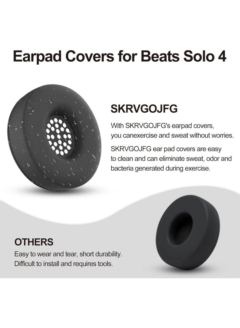 سيوسي Silicone Case for Beats Solo 4, Ear Pads Cover Protector, Headband Protectors Compatible with Solo4 Headphones, Anti-Scratch Washable Earpad Covers, Durable Headphone Protection for Daily Use, Black - Image 2