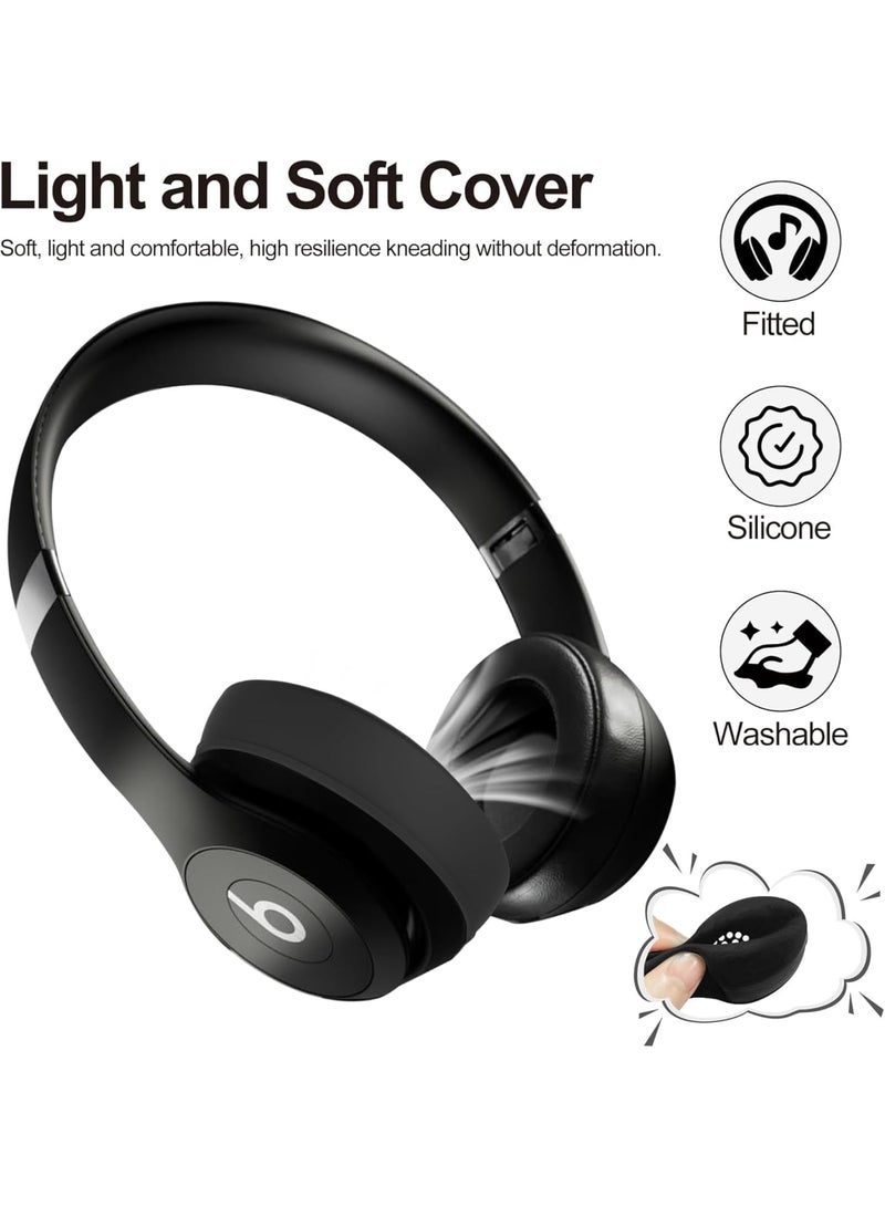 سيوسي Silicone Case for Beats Solo 4, Ear Pads Cover Protector, Headband Protectors Compatible with Solo4 Headphones, Anti-Scratch Washable Earpad Covers, Durable Headphone Protection for Daily Use, Black - Image 4