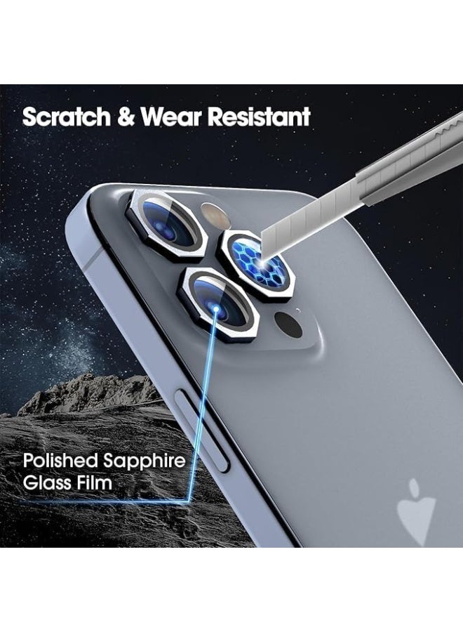 Camera Lens Protector Compatible with iPhone 15 Pro Max – 9H Tempered Glass Camera Cover with Metal Ring, Scratch and Shock Resistant.(Black) - Image 4