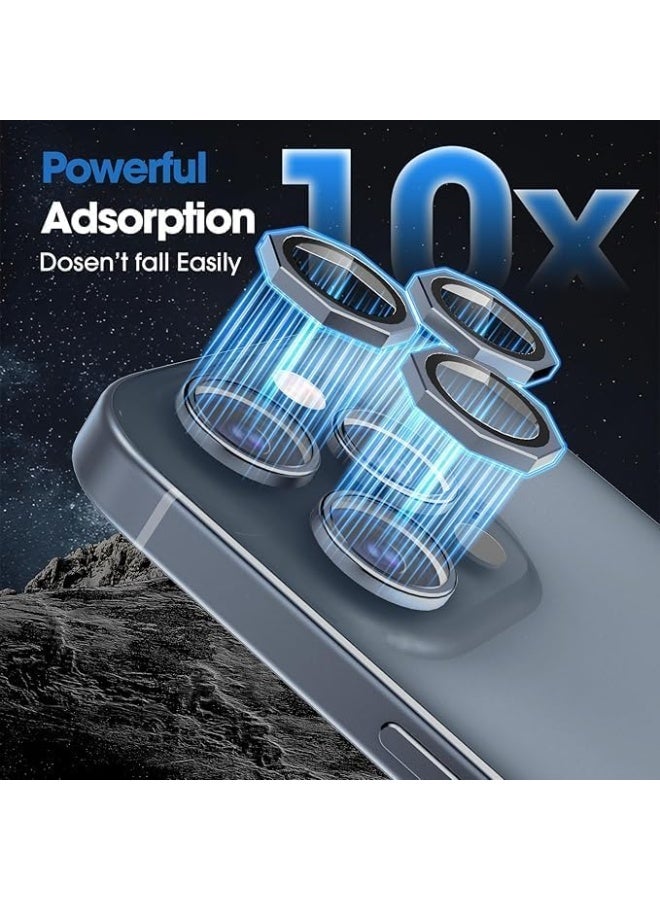 Camera Lens Protector Compatible with iPhone 15 Pro Max – 9H Tempered Glass Camera Cover with Metal Ring, Scratch and Shock Resistant.(Black) - Image 5