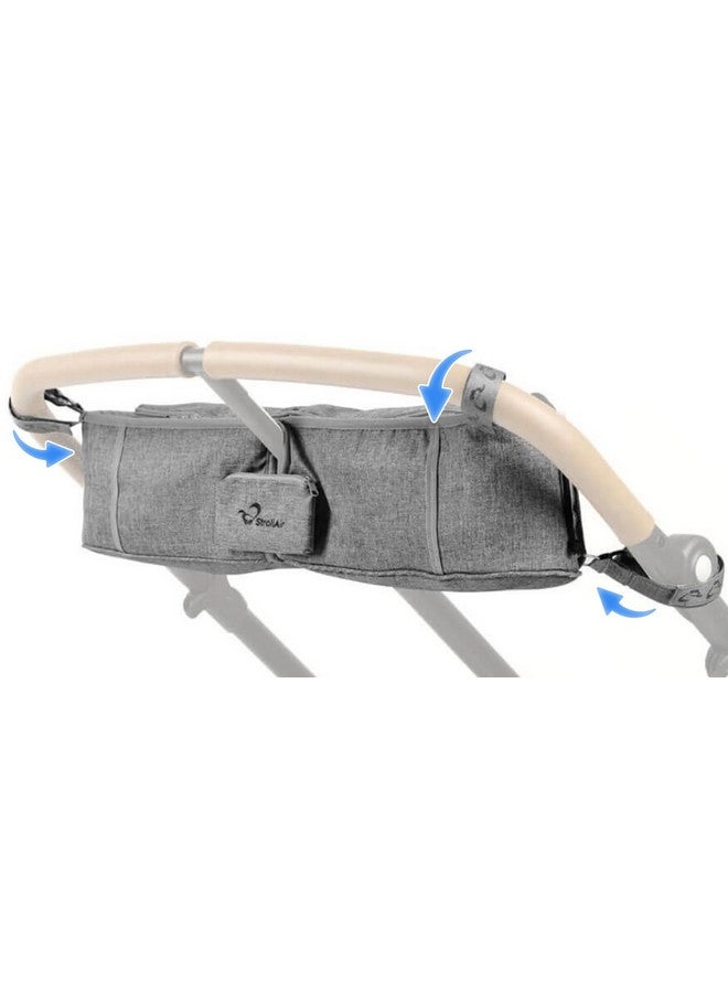 StrollAir Universal Double Stroller Organizer, Insulated Cup Holder Stroller Caddy for TWIN WAY Mountain Buggy Bumbleride Indie Twin Bob Duallie & Baby Jogger City Mini Stroller Accessories, Grey - Image 1