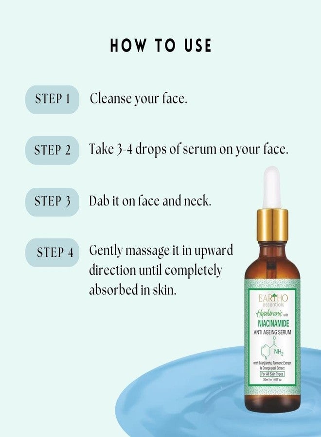 Eartho Essentials Hyaluronic with Niacinamide Anti Ageing Serum 30 ML and Rose toner 100ml - Image 5