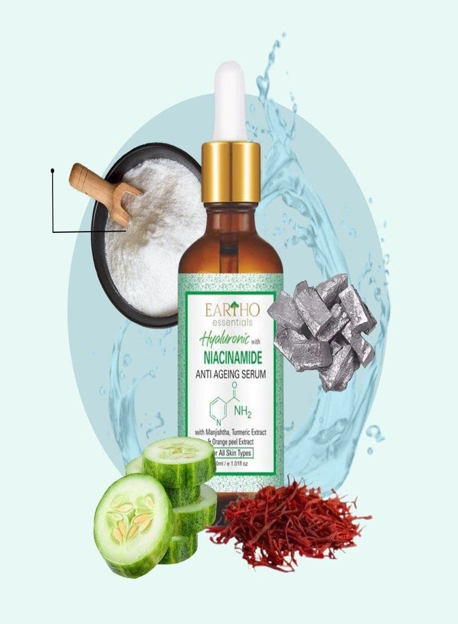 Eartho Essentials Hyaluronic with Niacinamide Anti Ageing Serum 30 ML and Rose toner 100ml - Image 3