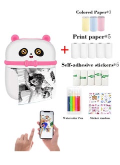 Mini Pocket Panda printer Bluetooth Wireless Smart Printer with Android APP (including a roll of paper)+3 colored papers+5 stickers+5 regular papers+colored pens+random stickers * 1