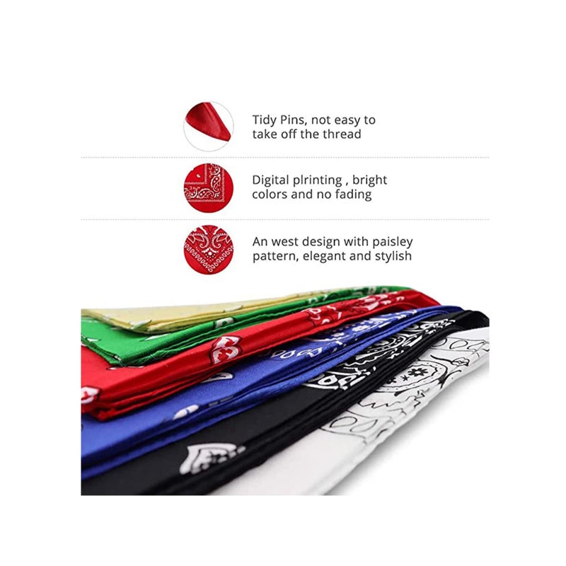 Barakah Bandanas for Men Women, Cotton Paisley Headbands Scarf Cowboy Bandana, Square Bandanas ideal for Hip-Hop Cycling Also as Handkerchief - Image 4