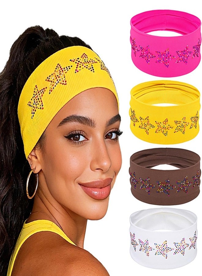 Urieo Rhinestone Star Headband Elastic Bling Yoga Workout Hair Accessories for Women - Image 1