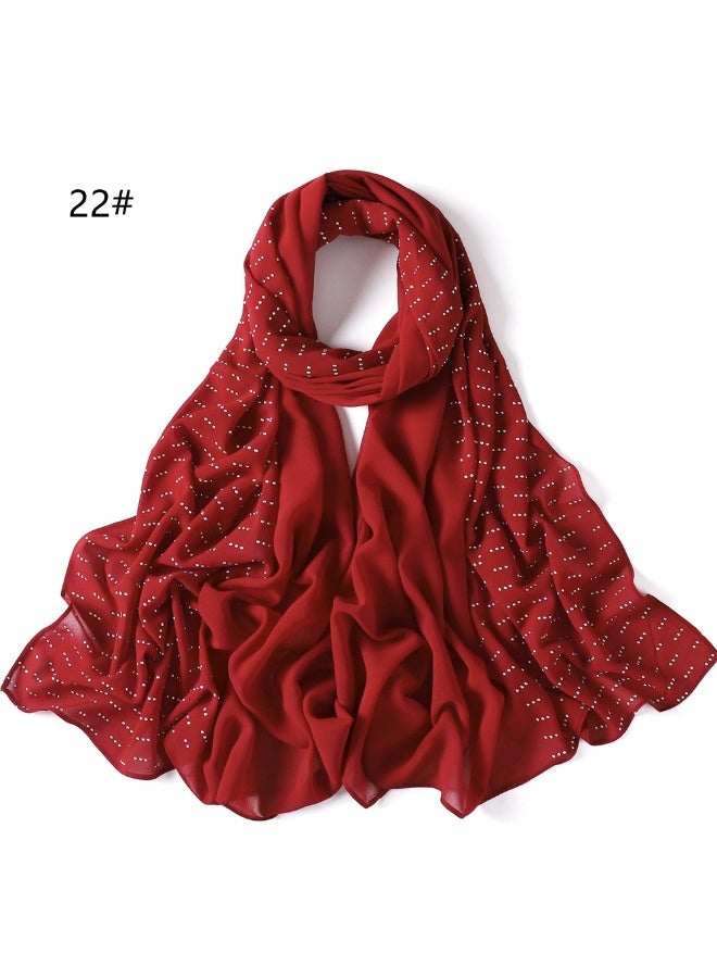 KUYING New Lace Lace Trimmed Edge Solid Pearl Chiffon Long Scarf Single Color Headband Cover Scarf Female 