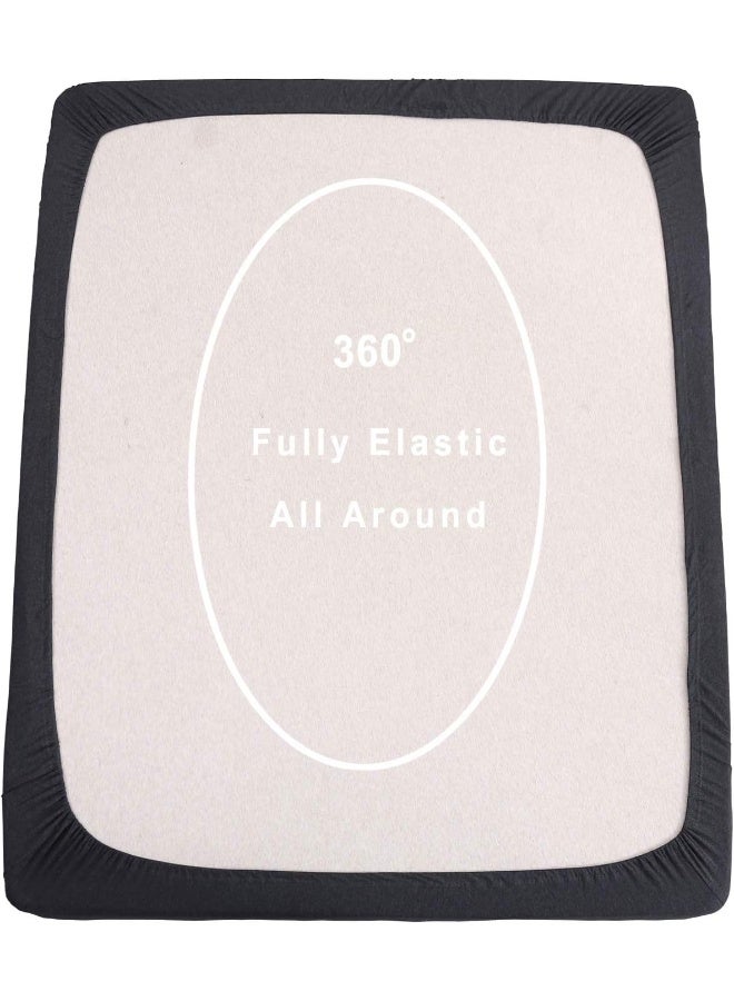 PURE ERA Jersey Knit Cotton Fitted Bottom Sheet ONLY (No Flat Sheet or Shams) Deep Pocket Up to 15" to 20" Ultra Soft Comfy Breathable Charcoal Grey Queen - Image 4