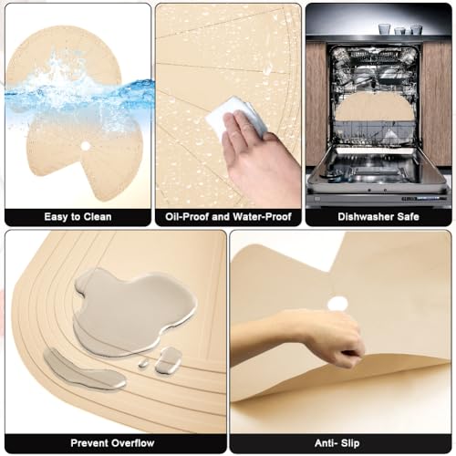 Jaxbo 2 PCS 26" Lazy Susan Shelf Liner, Jaxbo Silicone Lazy Susan Liner for Dual Tier Pie Cut Organizer,Non-Slip Thermal Protection Mat - Image 3