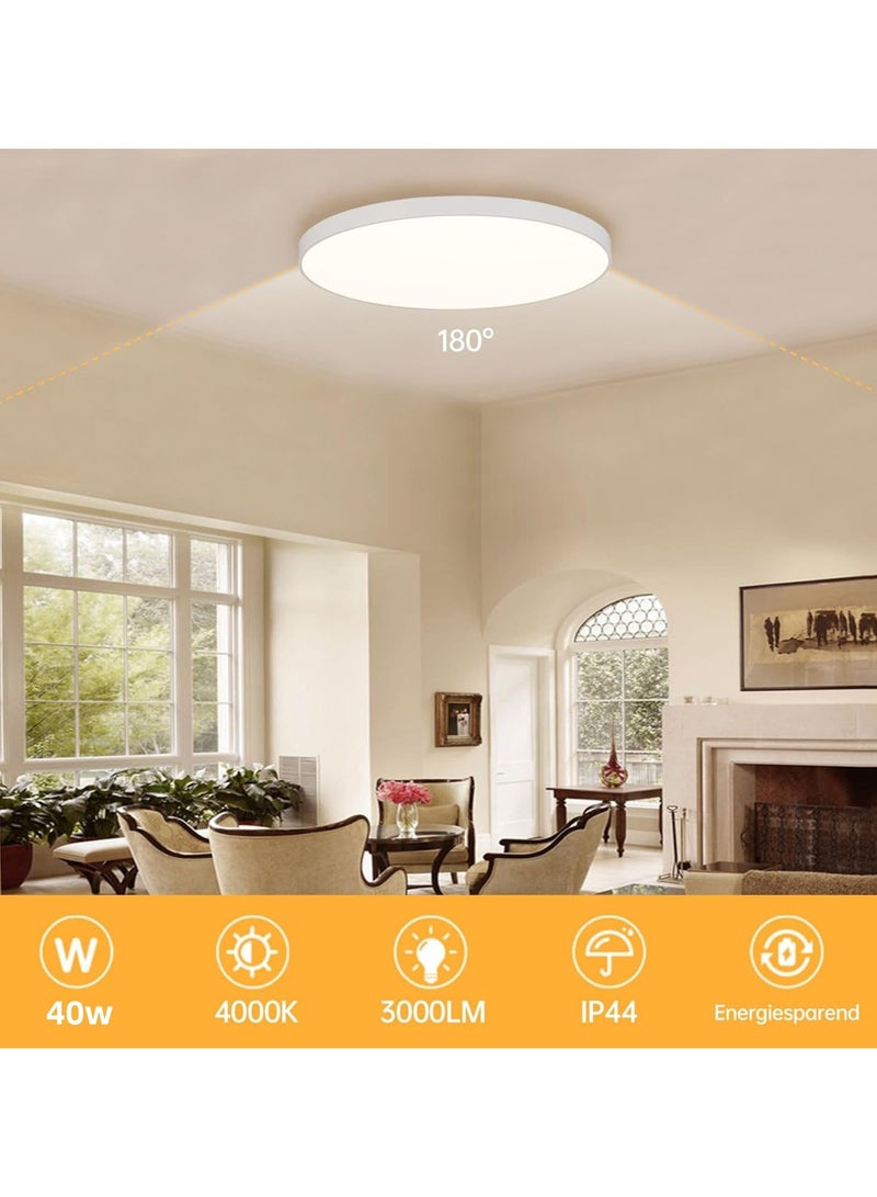 AUTOYSUR مصباح سقف LED مقاس 14.5 بوصة، 40 وات، مصباح سقف دائري مسطح أبيض، قطر 37 سم، مصباح حديث أبيض طبيعي 4000 كلفن لغرفة النوم، المكتب، غرفة المعيشة، المطبخ، الطابق السفلي، الشرفة، رفيع للغاية 6 سم - Image 4