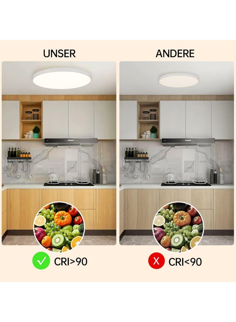 AUTOYSUR مصباح سقف LED مقاس 14.5 بوصة، 40 وات، مصباح سقف دائري مسطح أبيض، قطر 37 سم، مصباح حديث أبيض طبيعي 4000 كلفن لغرفة النوم، المكتب، غرفة المعيشة، المطبخ، الطابق السفلي، الشرفة، رفيع للغاية 6 سم - Image 5