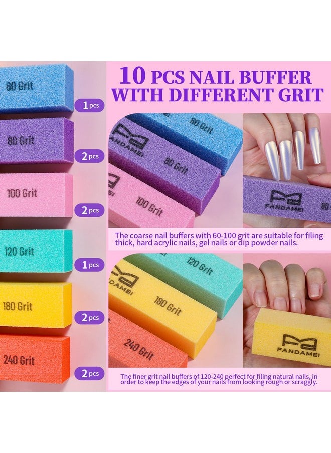 FANDAMEI FANDAMEI Nail Buffer Kit, 10 PCS Nail Buffer Block with Different Grit, Nail Buffers, Nail Buffing Block, Buffer Nail File, Cuticle Trimmer, Nail Care Kit, Nail Tools, Nail Kit, Manicure Tools  - Image 2