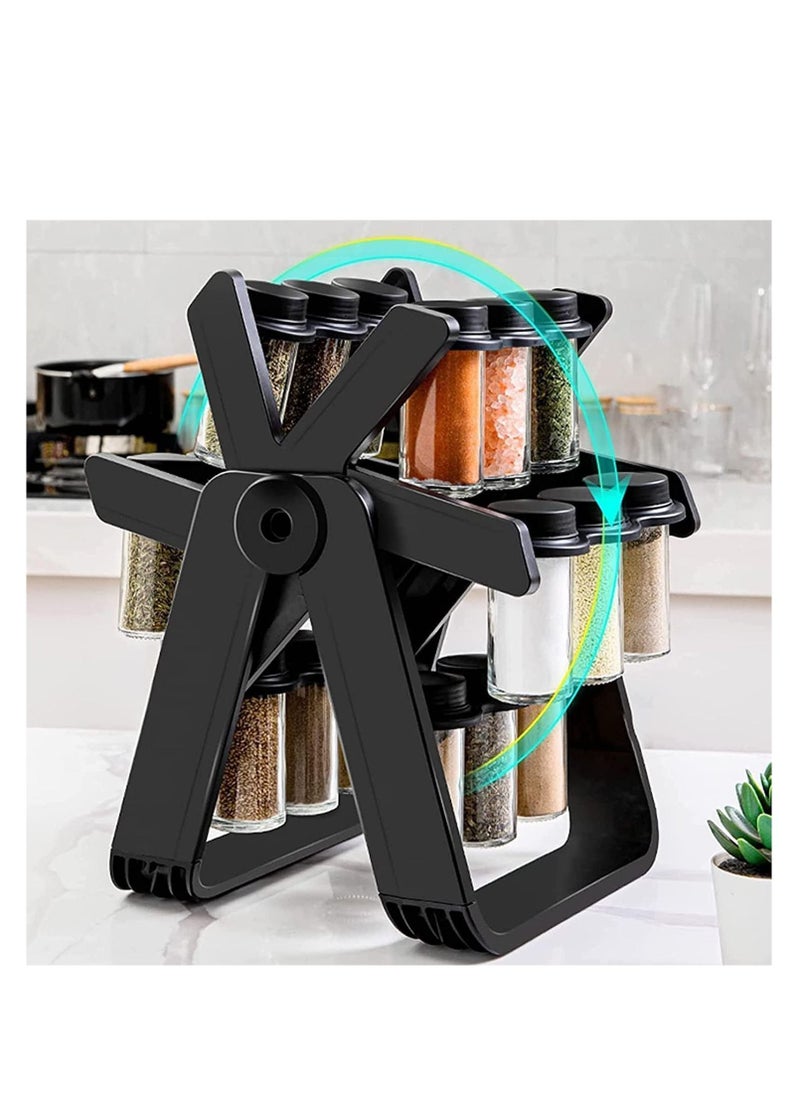 Toshionics - Premium 360° Rotating Spice Rack Organizer Revolving Seasoning Storage Stand for Kitchen Countertop with 18 Jars Space-Saving Easy Access Stainless Steel Lid Ideal Herbs - Image 1